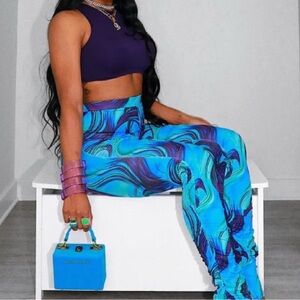 Into The Groove Stacked Pant - Blue/combo